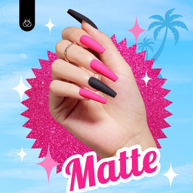 Beetles Gel Polish applied on nails hand model showing vibrant finish