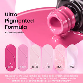 beetles Gel Polish open bottles displaying each pink tone for color choice