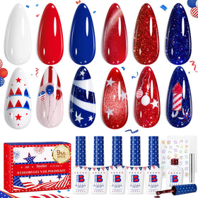 Beetles Gel Polish front packaging showing patriotic six-color set benefit quick selection