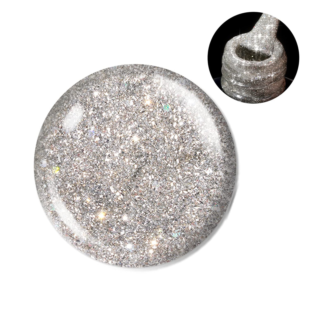 beetles party look styled nails displaying high-shine reflective glitter