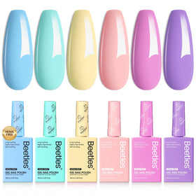 Beetles bottle front packaging showing pastel colors and benefit durable shine