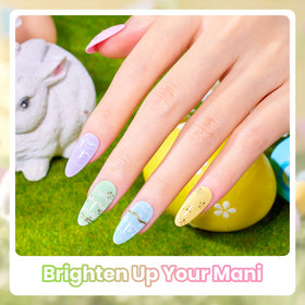 beetles pastel manicure in use applied on hands for glossy long-lasting wear