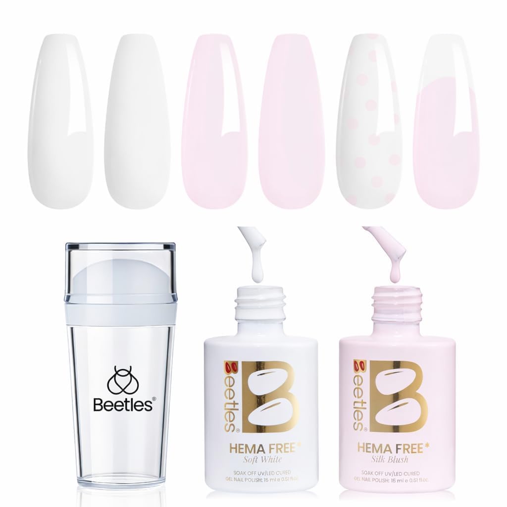 beetles gel polish front packaging showing Peach Mousse kit benefit easy French nails