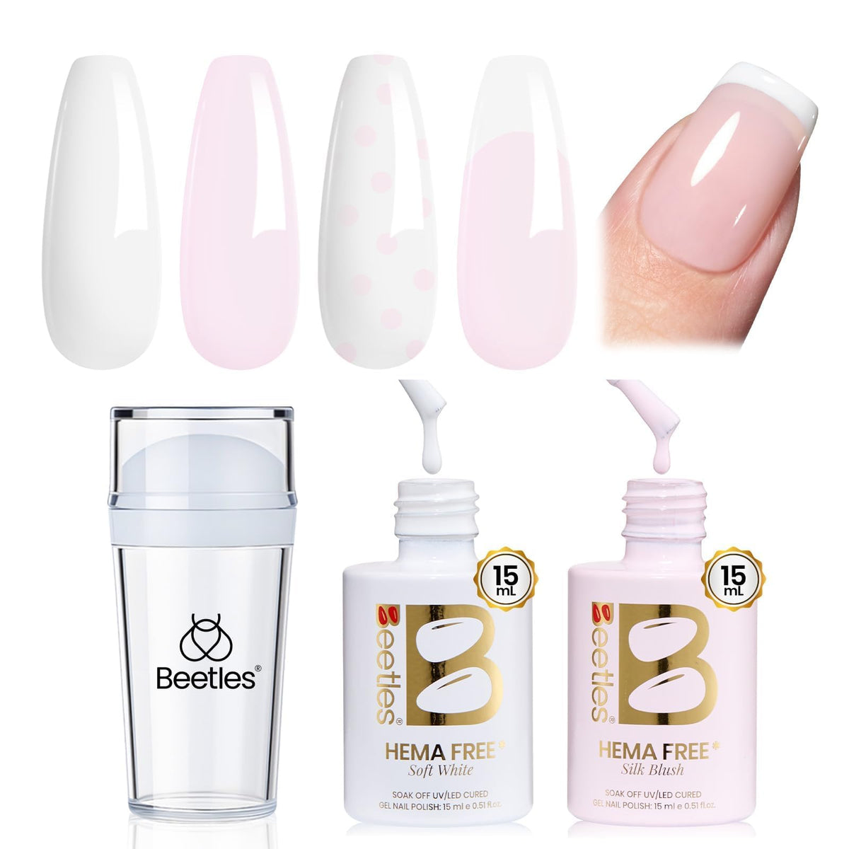beetles gel polish results before after showing transformative French manicure benefit