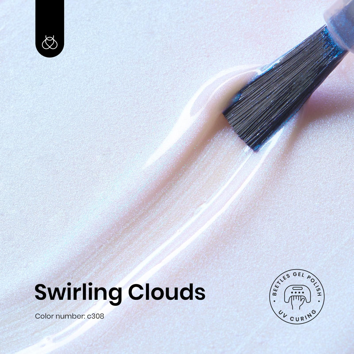 Beetles brush swirl showing pearlescent pigment mixing for even application