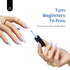 beetles nail wheel swatches of periwinkle on multiple skin tones — shade comparison