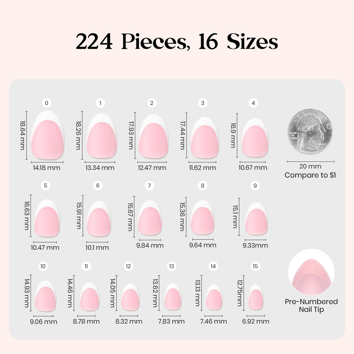 Beetles press-on nails worn on hand showing natural short almond look