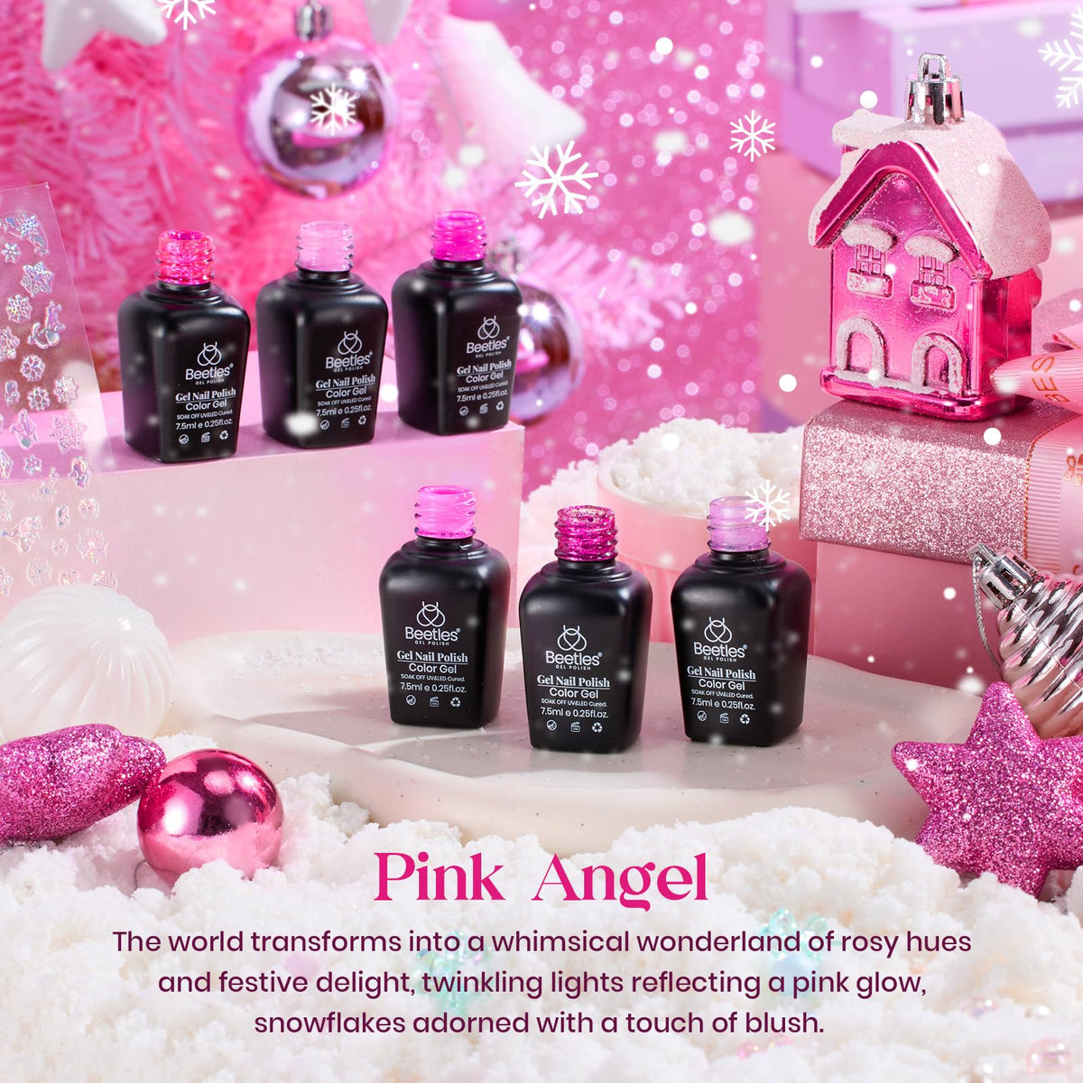beetles Gel Polish six bottles arranged to show color range and versatility