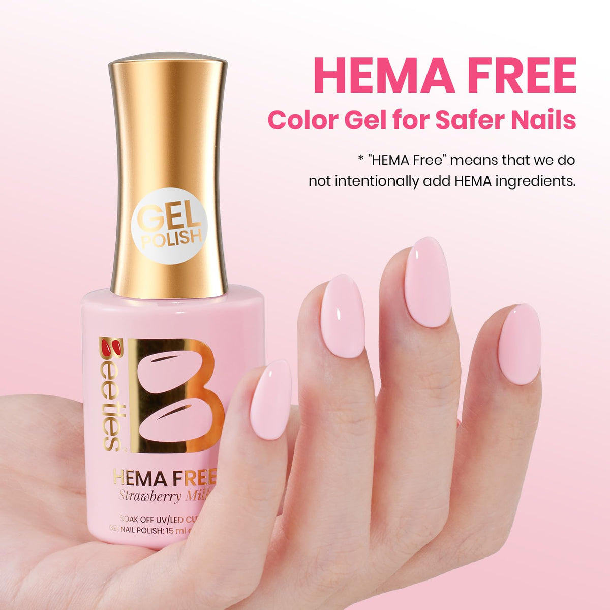 beetles Gel Polish label close-up highlighting shade and volume