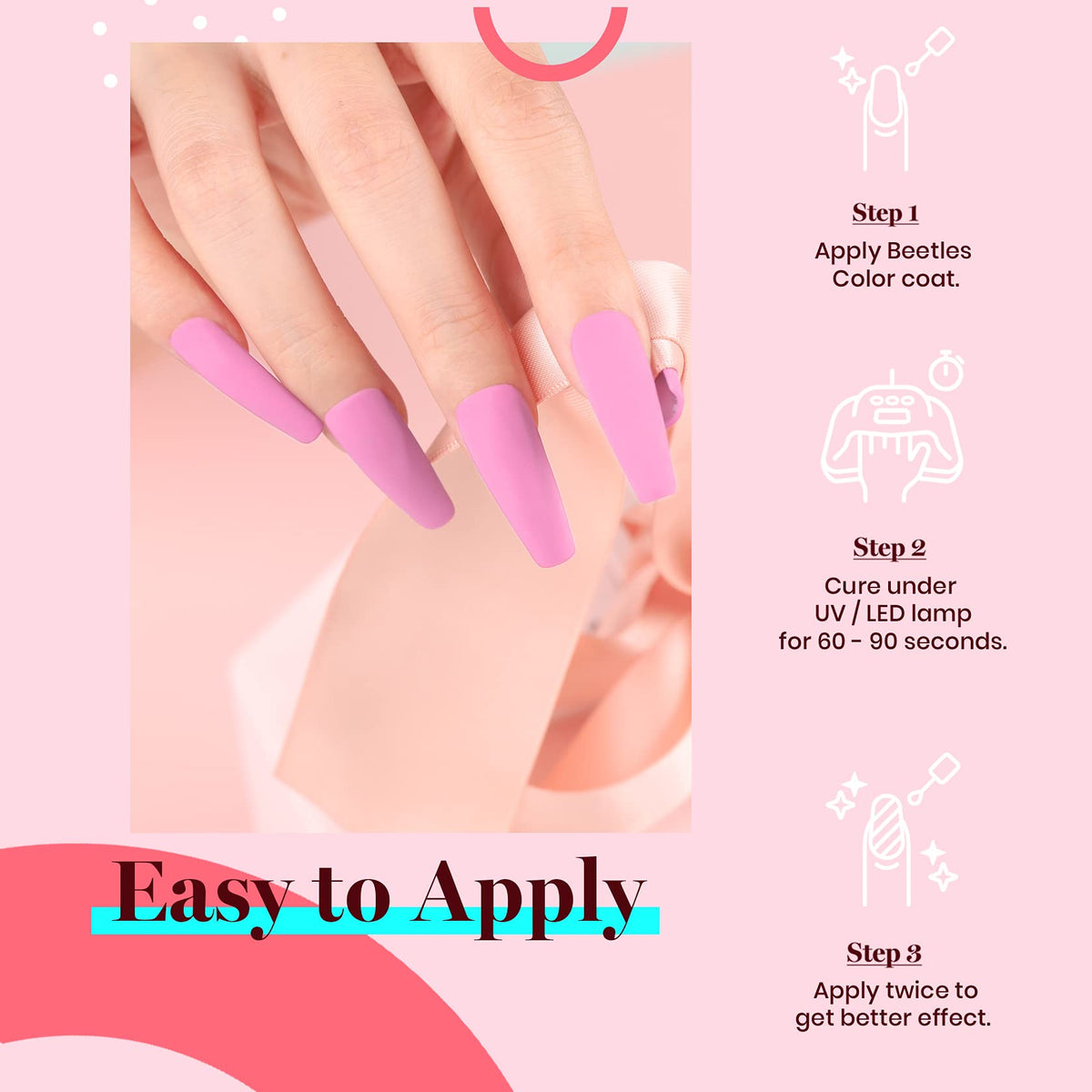 Beetles Gel Polish bottle close-up color A734 showing true light-pink hue benefit