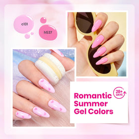 Beetles Gel Polish swatch strip close-up highlighting each pink shade for color planning
