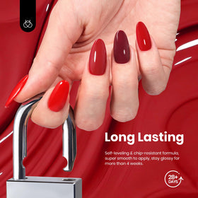 Beetles polish applied on nails during manicure demonstrating long-lasting shine