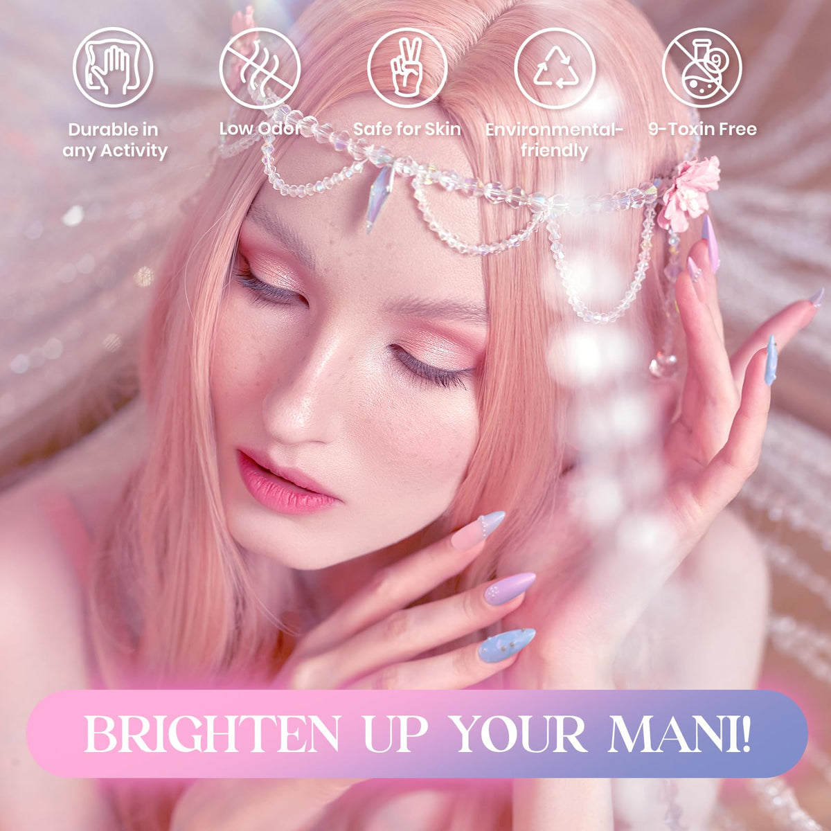 Beetles polished nails in baby blue shade showcasing salon-like glossy finish