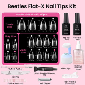 Beetles Gel Polish spread of pre-numbered tip sizes for quick perfect match