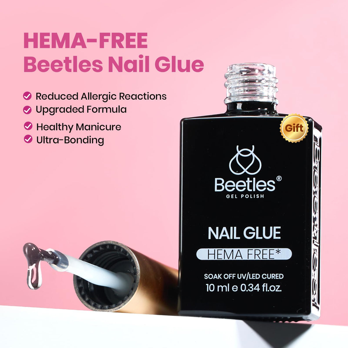 beetles hand applying press-on nail demonstrating fast application