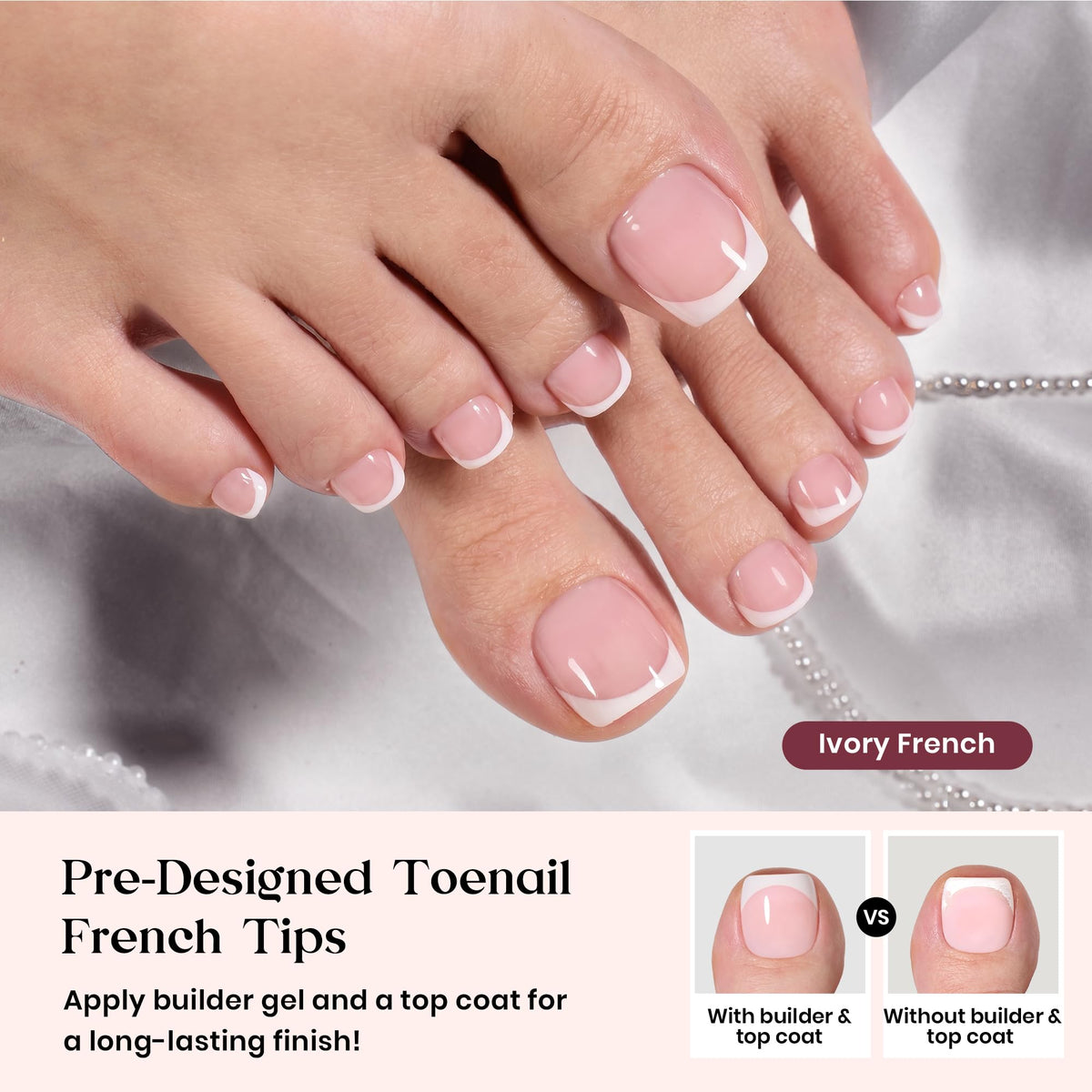 Beetles Gel Polish ivory French tip close-up highlighting neat smile line and polished look