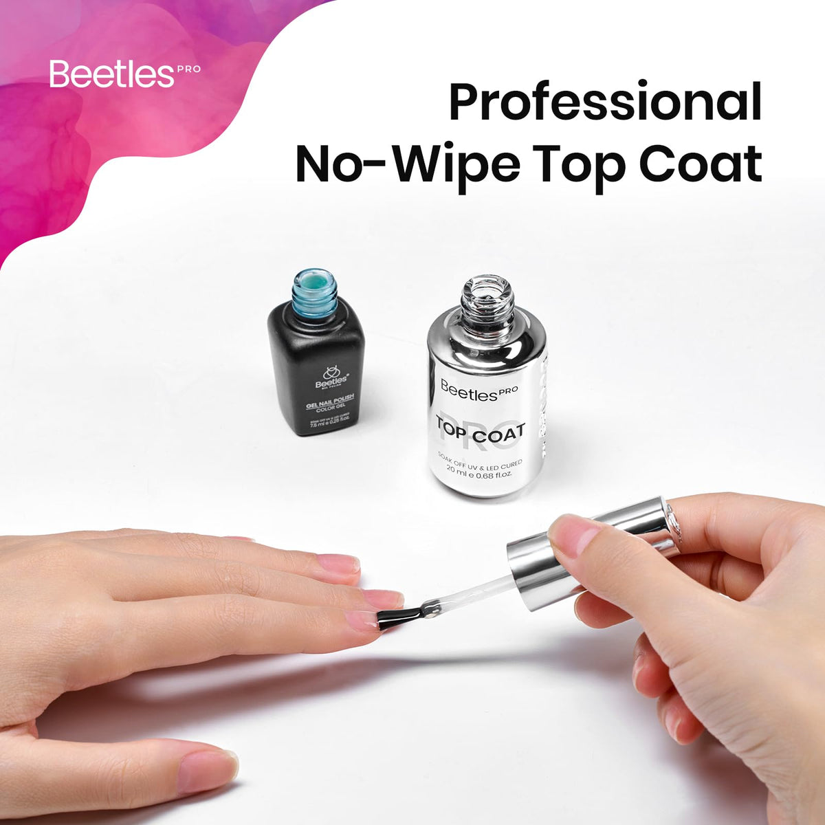 beetles gel polish bottle beside ruler showing 20ml salon capacity benefit
