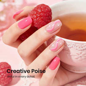 Beetles Gel Polish brush stroke swatch showing smooth neon pink coverage and high pigmentation