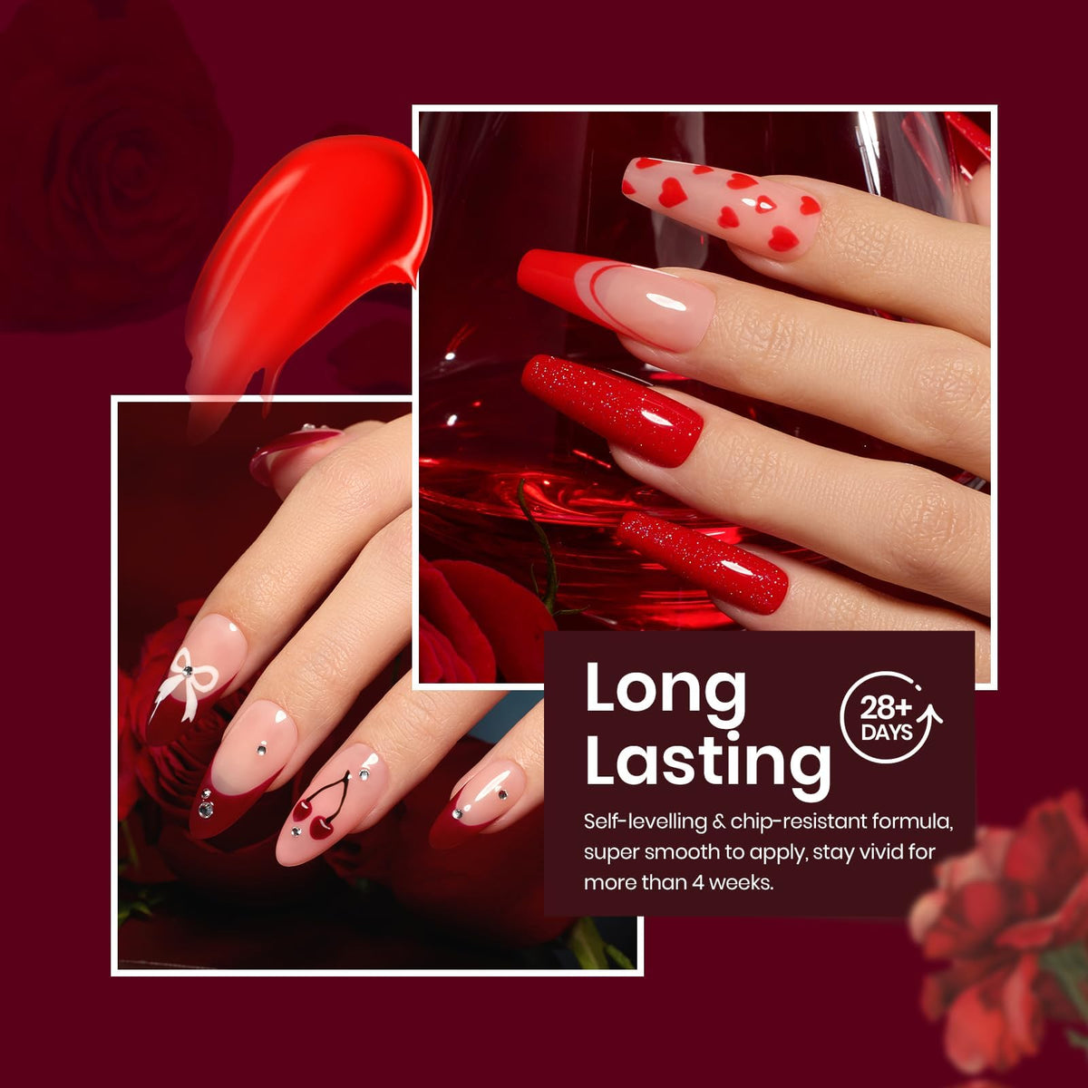 Beetles Gel Polish in-use manicure shot showing vibrant cured color benefit