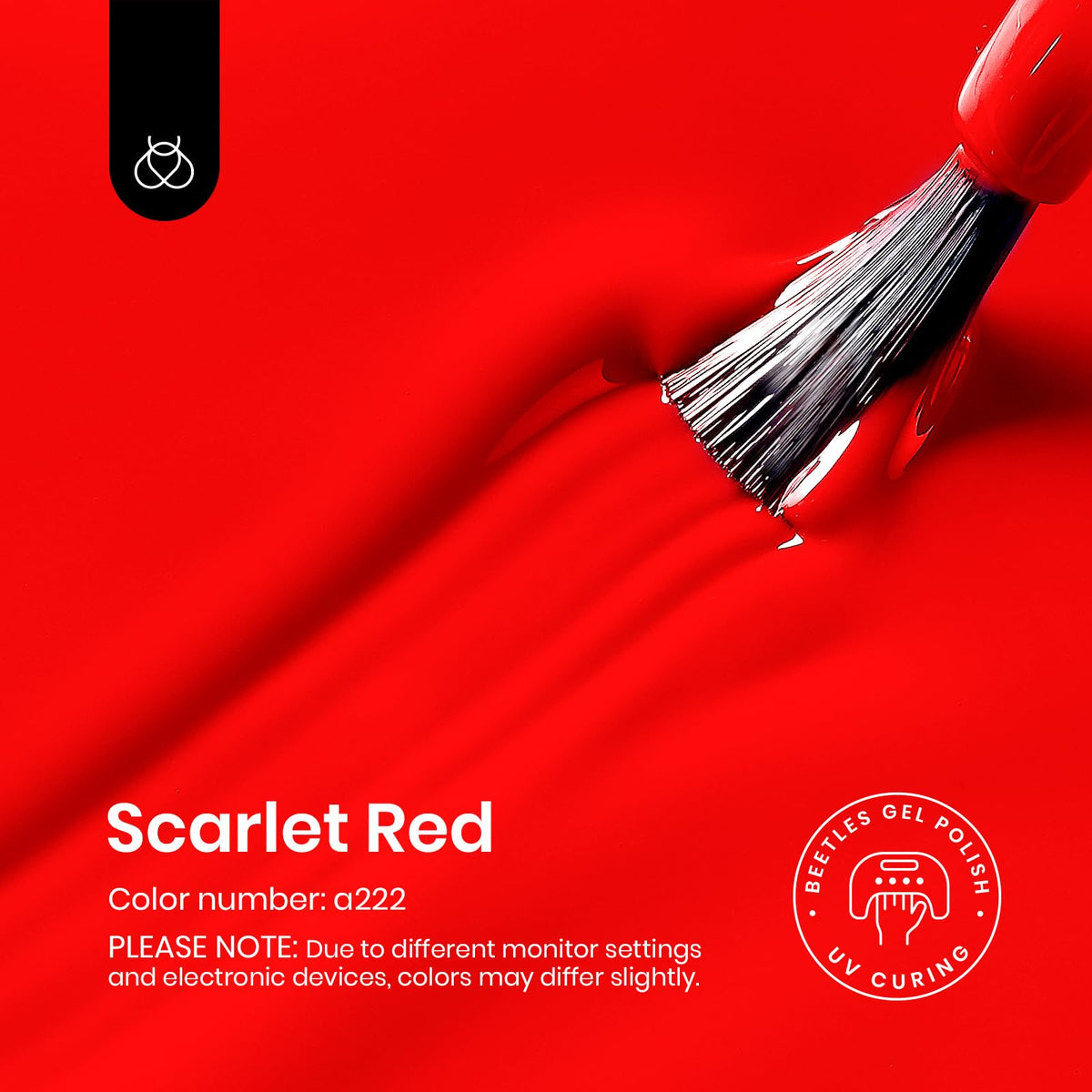 beetles Gel Polish brush applying cherry red for precise coverage