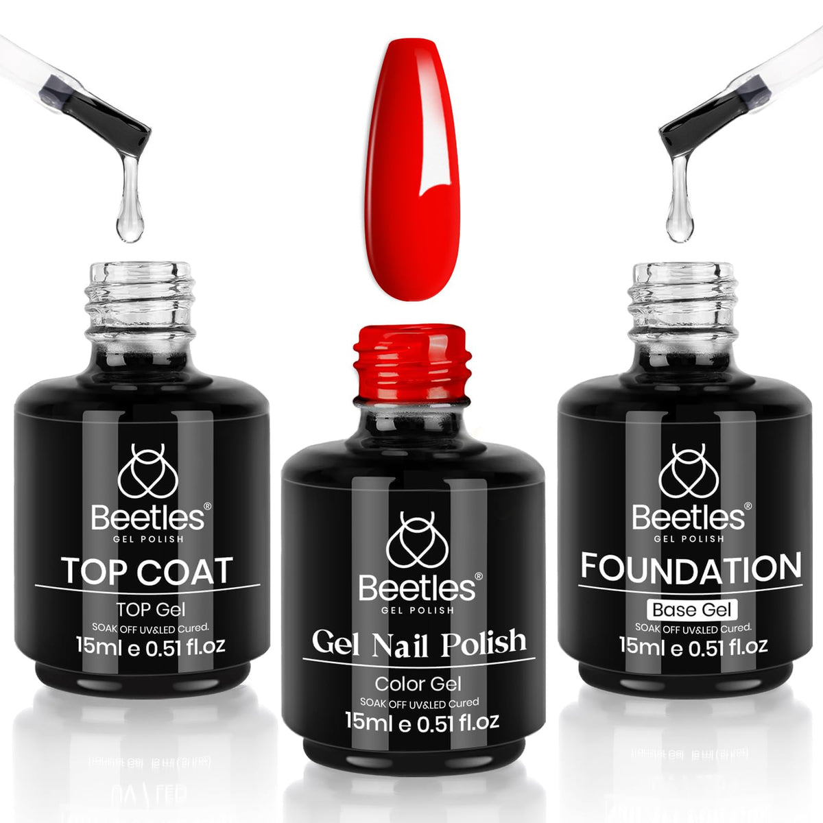 beetles Gel Polish front packaging showing red set and benefits