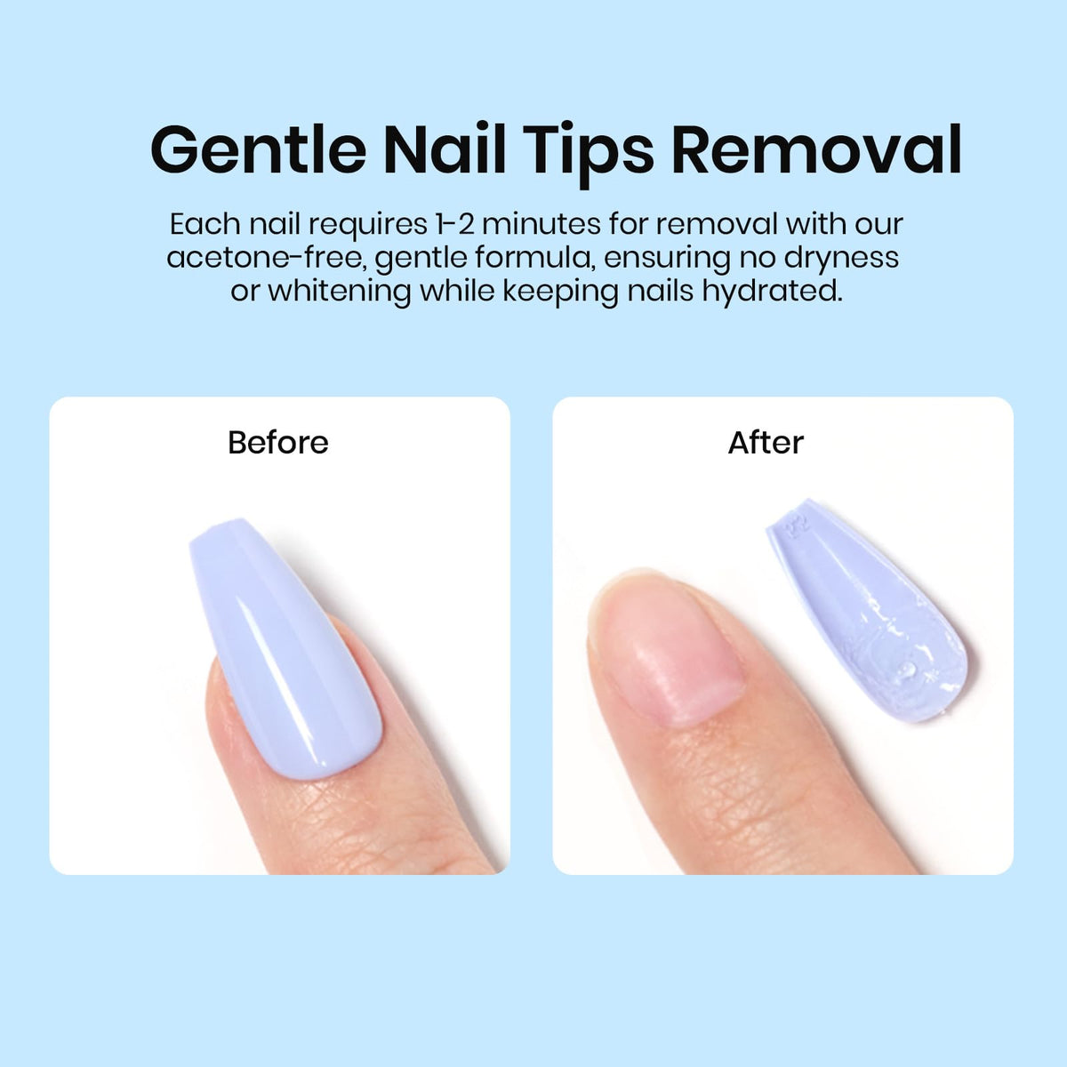 beetles removed false nail with cleaned natural nail result