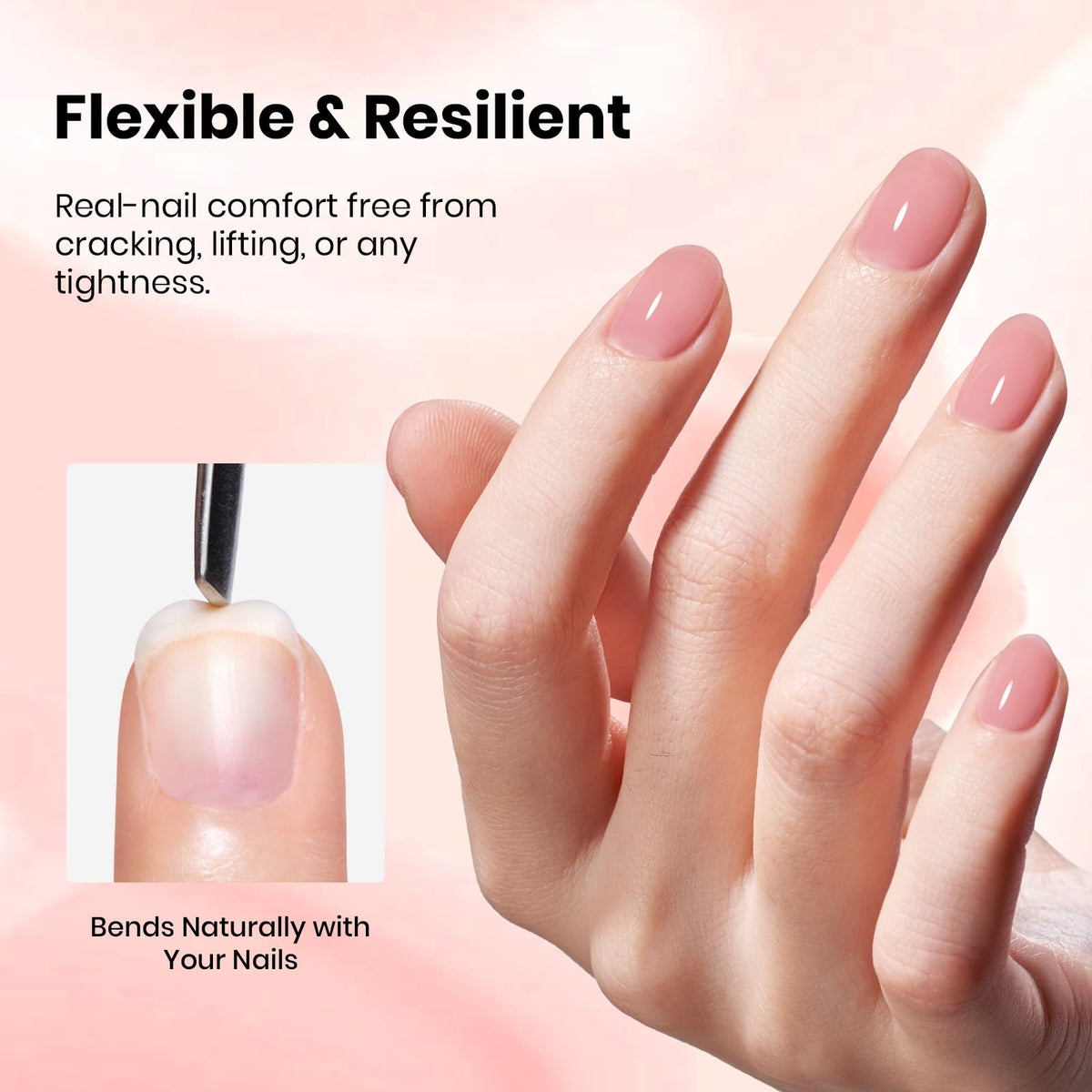 beetles Gel Polish side view of built apex illustrating added nail strength and subtle lift