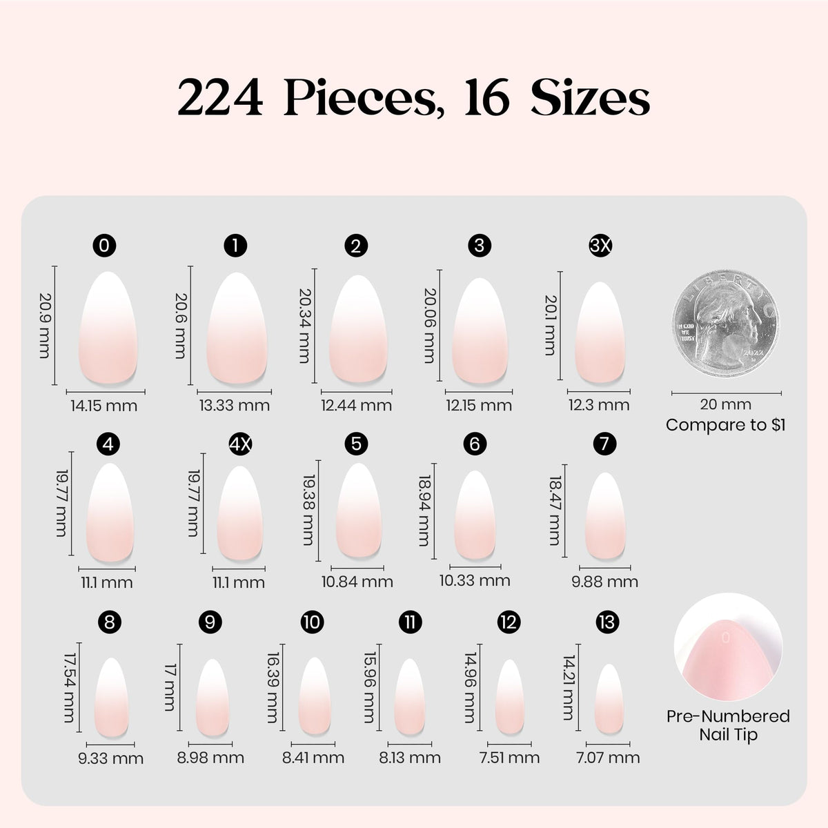 Beetles Gel Polish nail tip next to a coin, showing compact size and practical scale