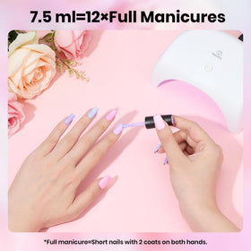 Beetles Gel Polish size comparison on a hand to show bottle scale and brush width