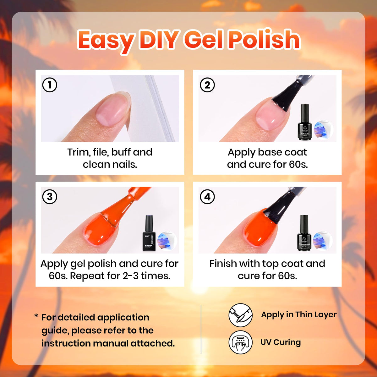 beetles lifestyle beach scene with nails matching sunset tones for vacation-ready benefit