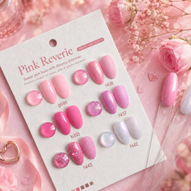 beetles six bottles arranged to display each pink shade clearly