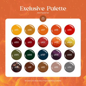 Beetles gel polish swatches in a row showing warm autumn shades for easy selection