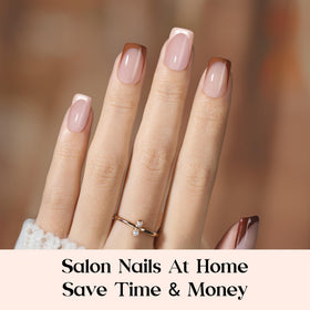 Beetles Gel Polish short square profile side view for natural look
