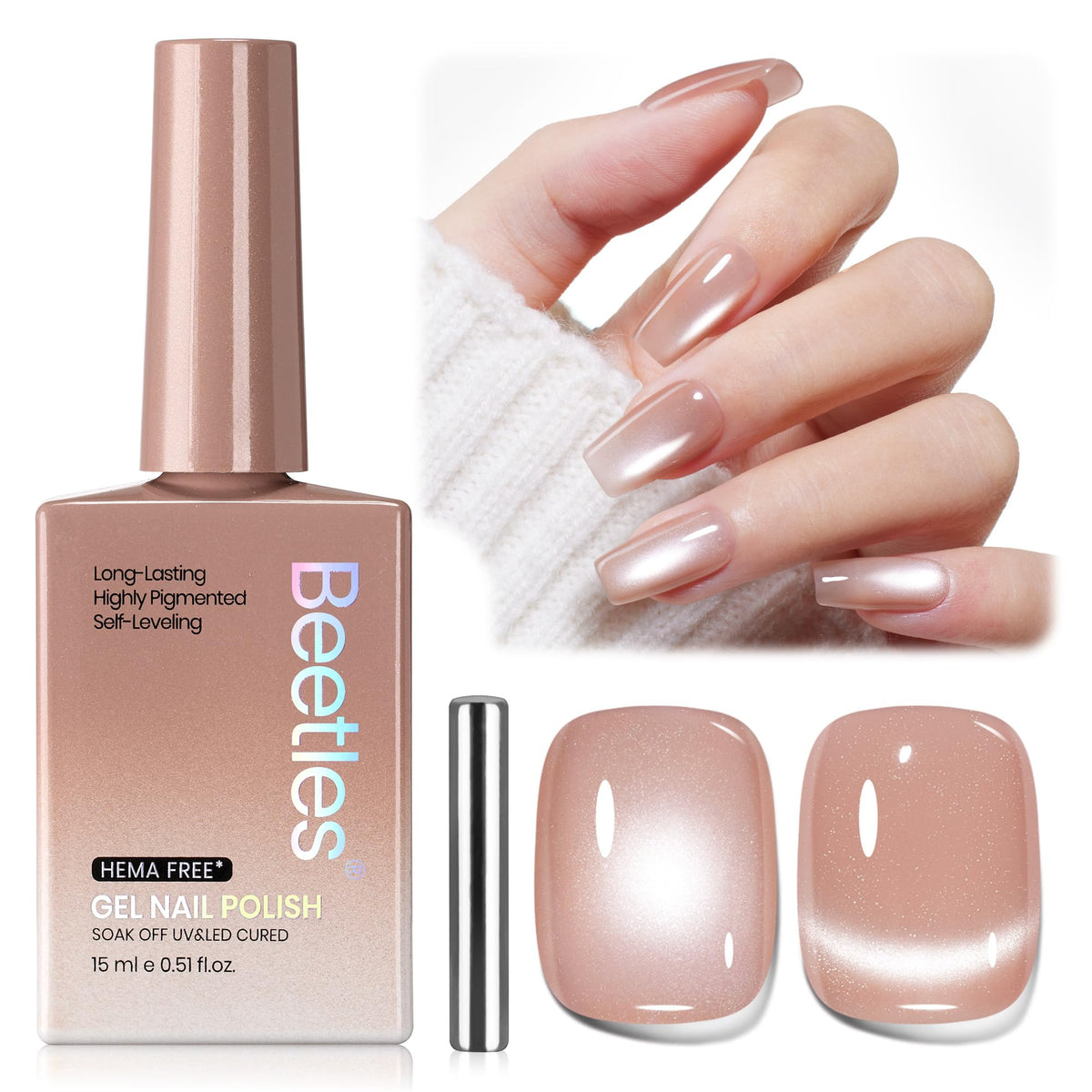 Beetles Gel Polish front bottle showing compact 15ml size and elegant nude shade