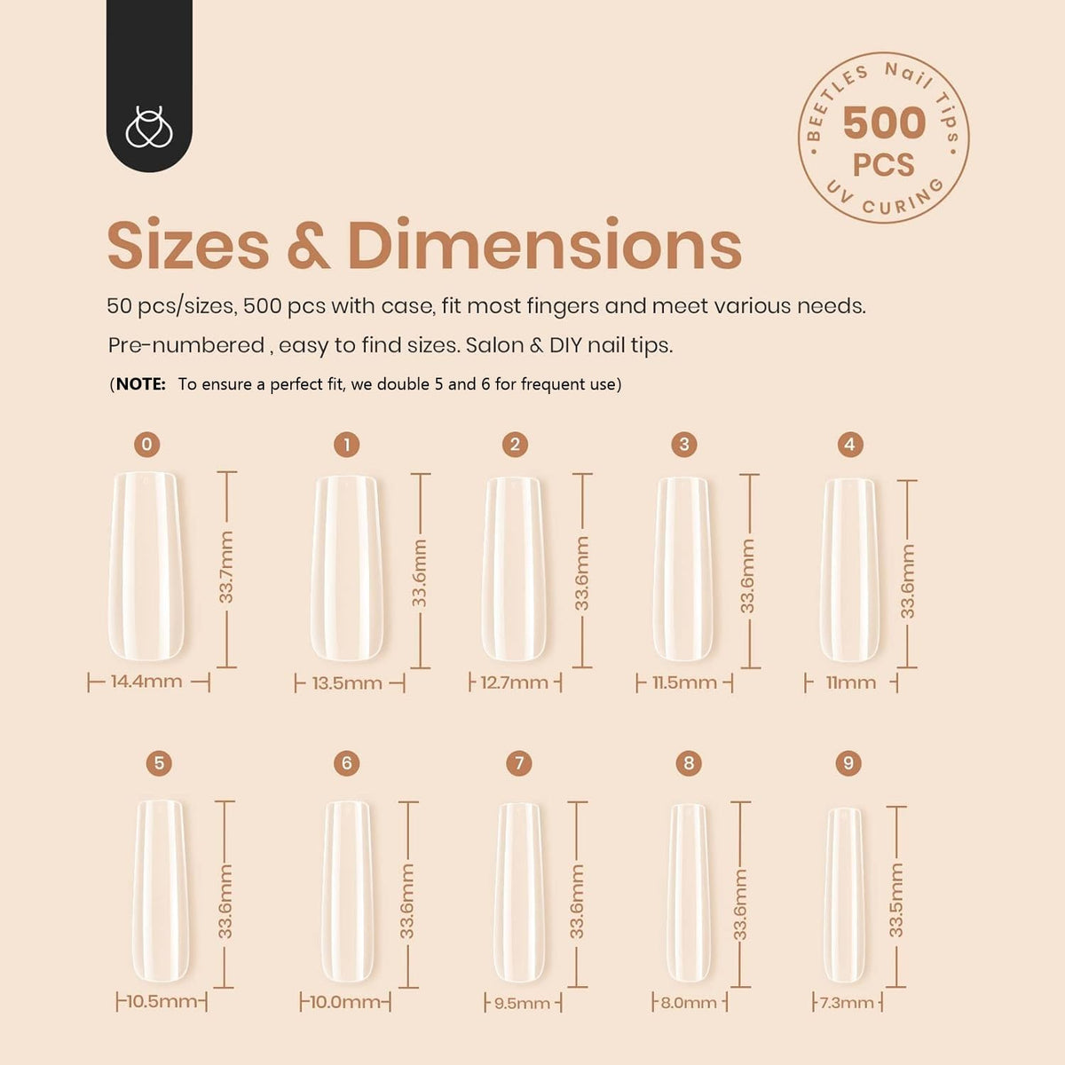 beetles size chart and numbered tips for quick size selection