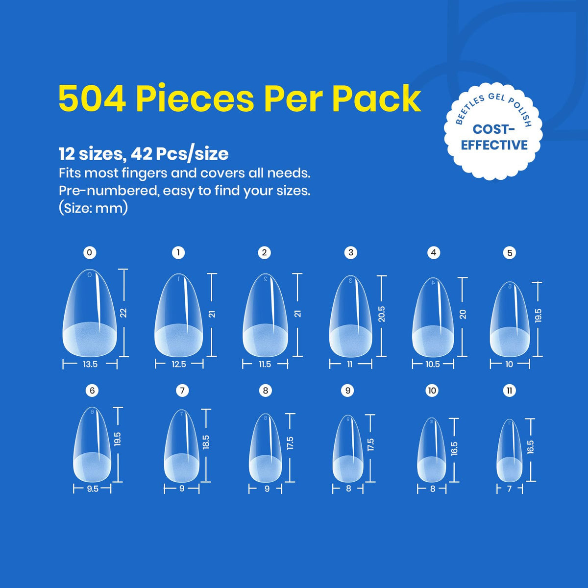 Beetles numbered size markings 0–11 for quick matching and selection