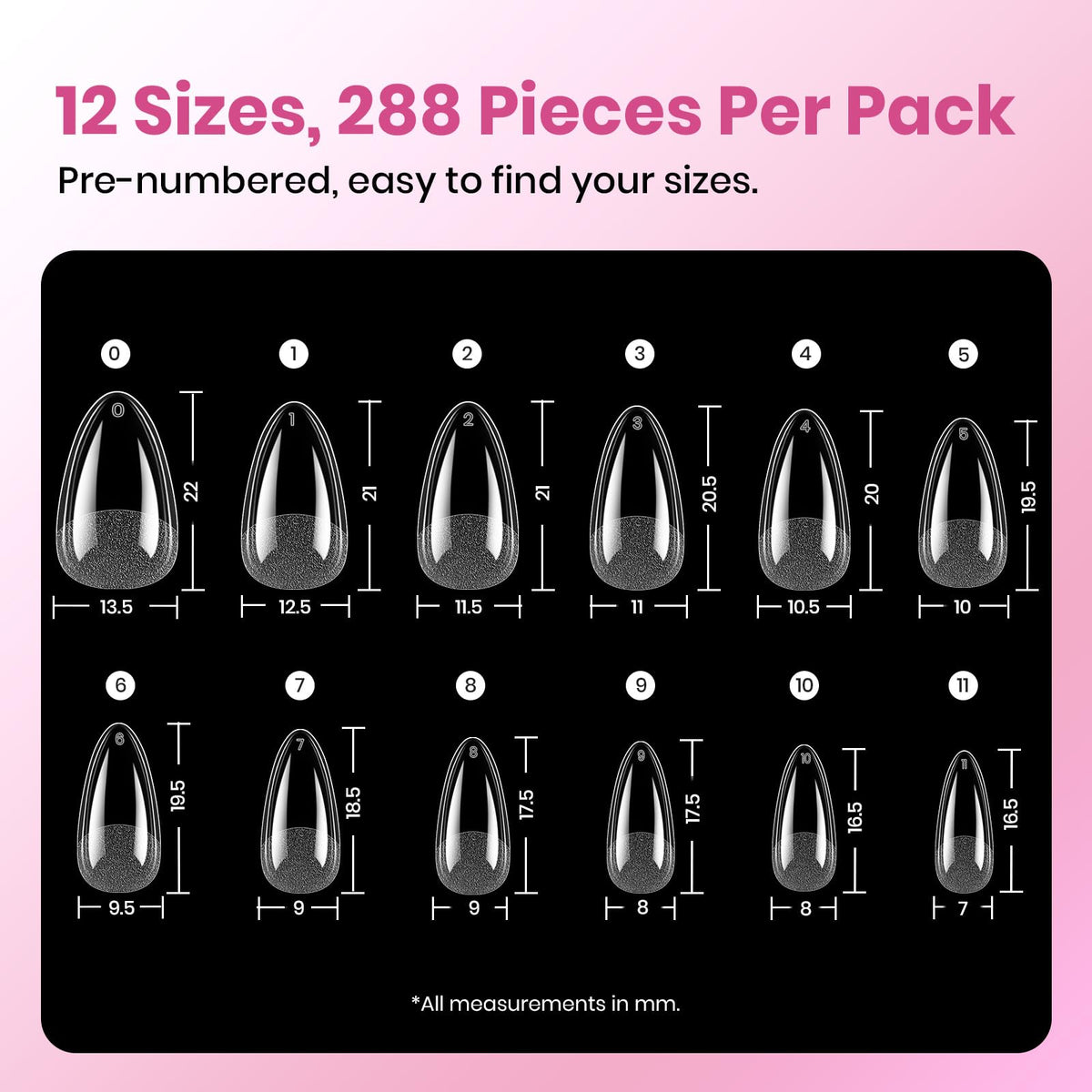 beetles layout of 12 sizes illustrating easy size matching