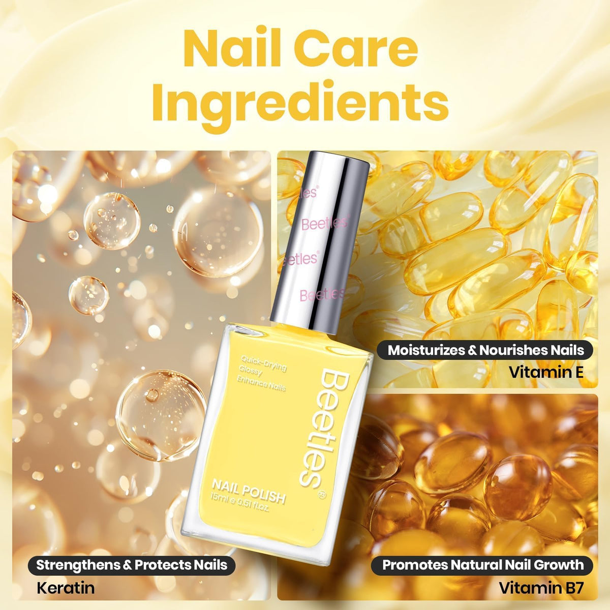 Beetles polish on nails with spring outfit showing seasonal style and versatile pairing benefit