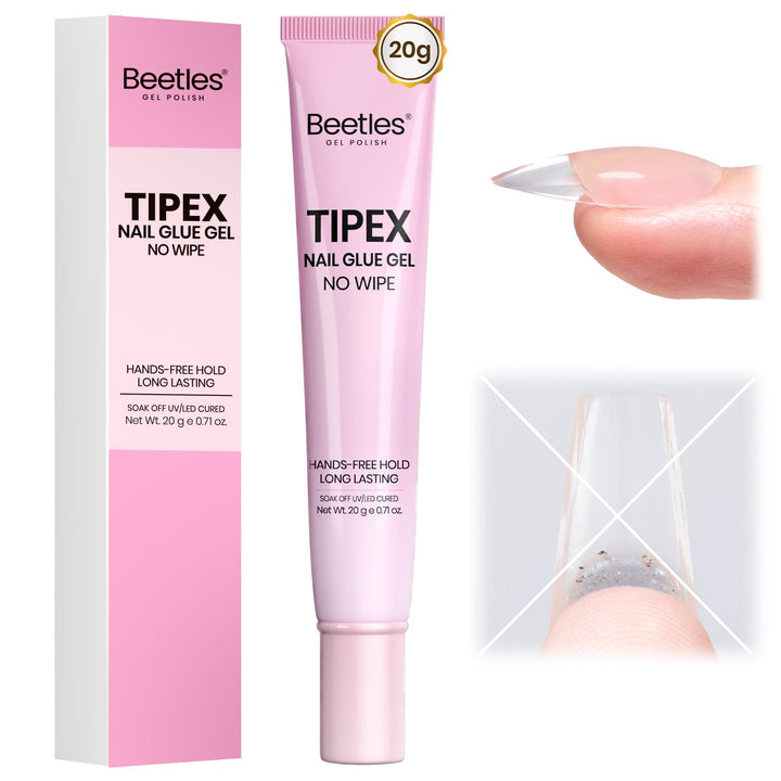 beetles solid nail glue gel pot front showing branding and compact size, fast application