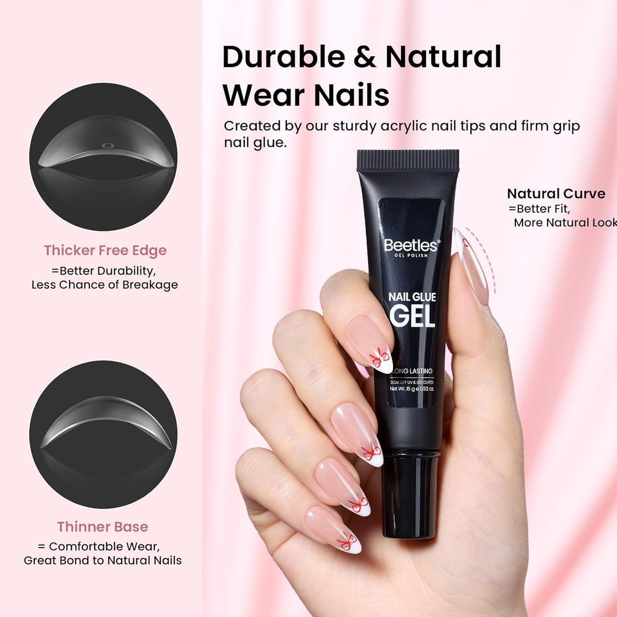 Beetles Gel Polish solid glue tube detail for precise hands-free application