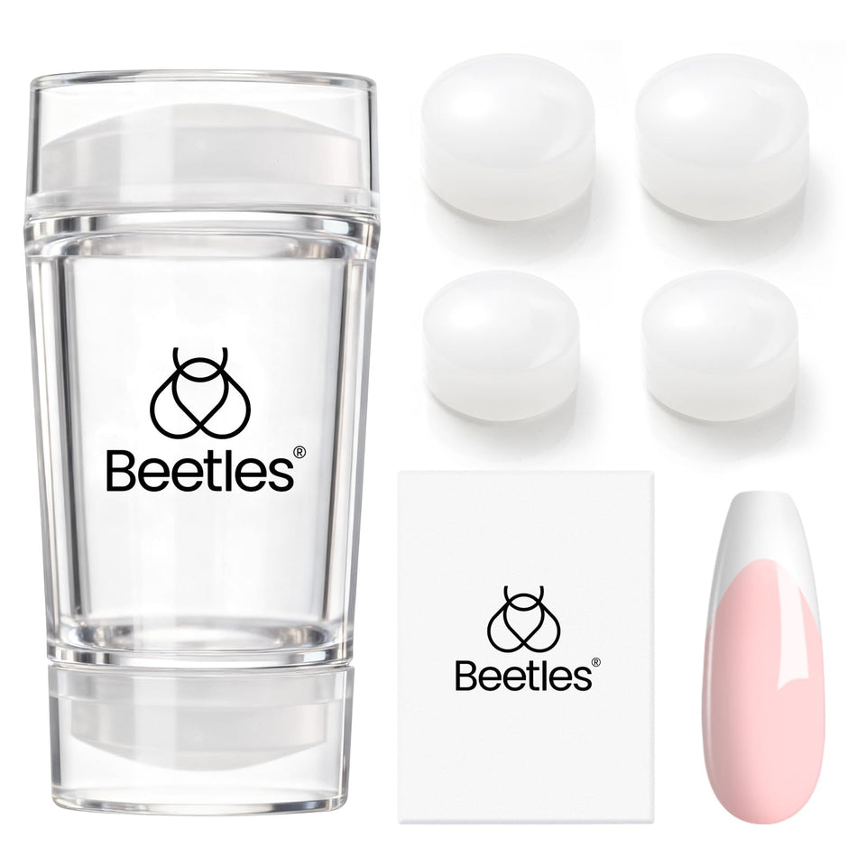 beetles front view of clear stamper showing alignment benefit