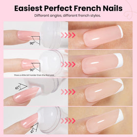beetles stamping tool creating a clean French tip in use