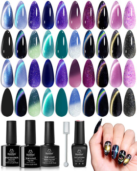Beetles Gel Polish front packaging showing 20-color Stellar Mirage set and benefits