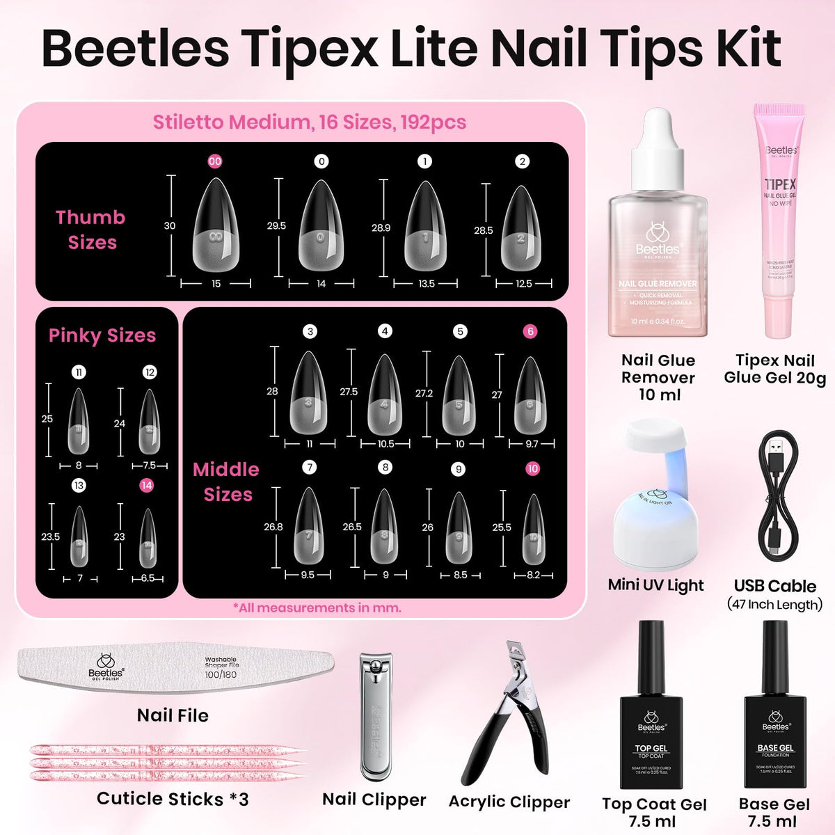 beetles finished medium stiletto nails on hands showcasing wearable salon results