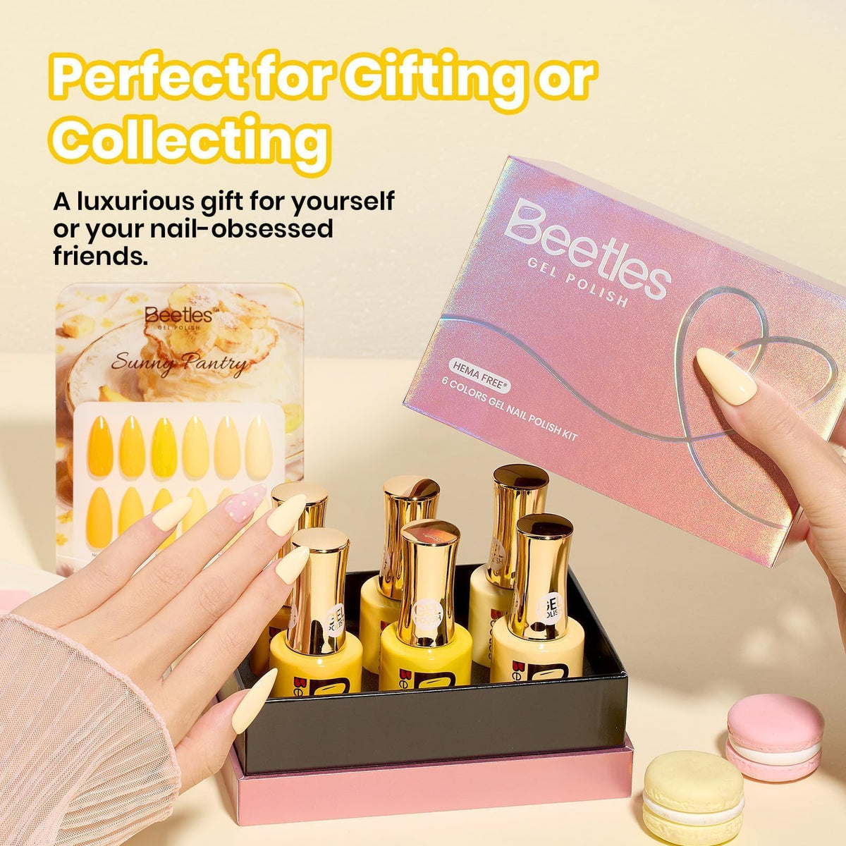 beetles seasonal lifestyle scene showing yellow manicure complementing summer outfits