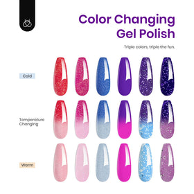 Beetles swatches showing clear temperature-driven color transition on strips
