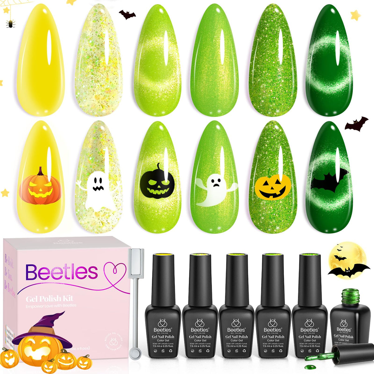beetles nail wheel swatches displaying all six shades to compare finishes and colors