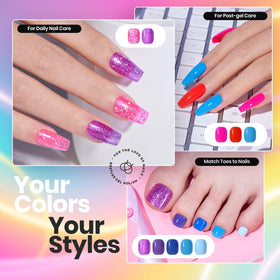 Beetles color swatches on nail wheel showing neon and glitter options for choice