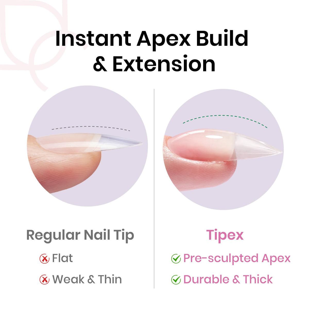 Beetles Gel Polish close-up of built-in apex and C-curve for salon structure