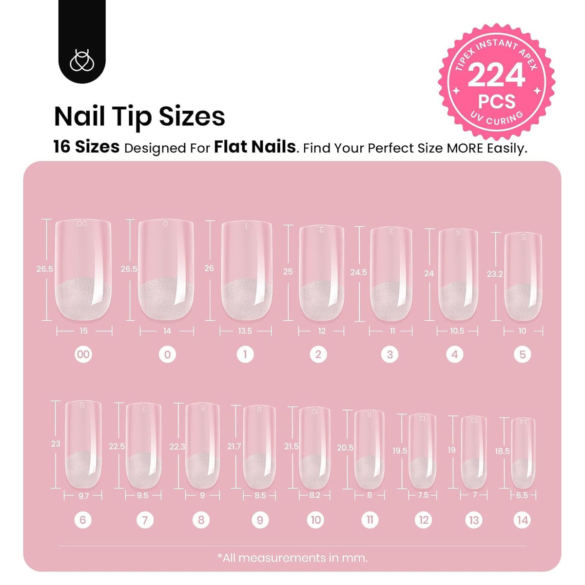 beetles Gel Polish array of tip sizes 00–14 for accurate fitting
